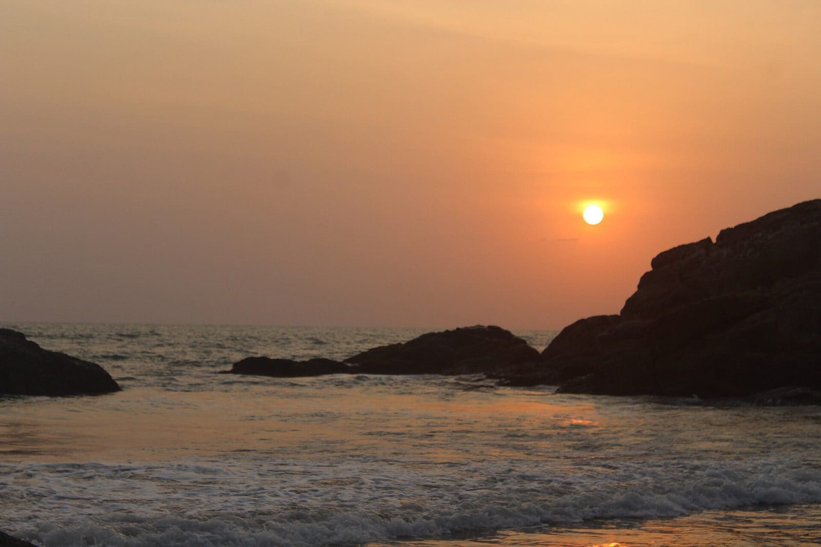 Sunset over the Arabian Sea at Kudle Beach, Gokarna