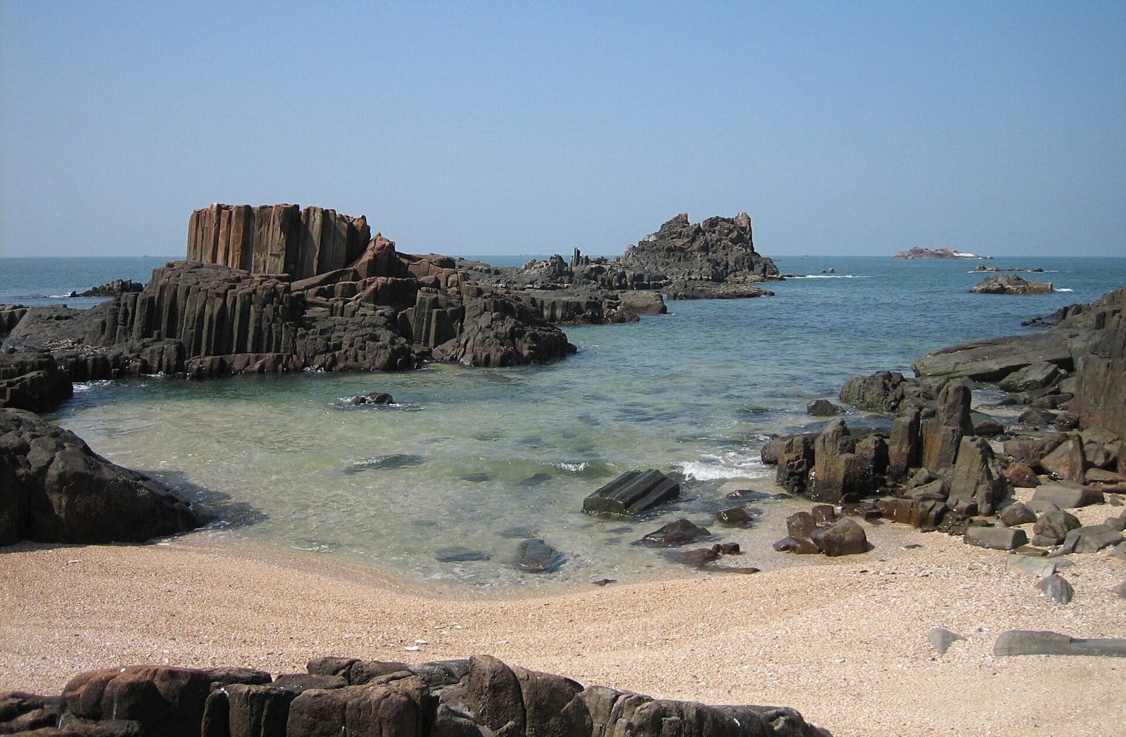The basalt rock formations of St Mary's Island off Malpe, Udupi